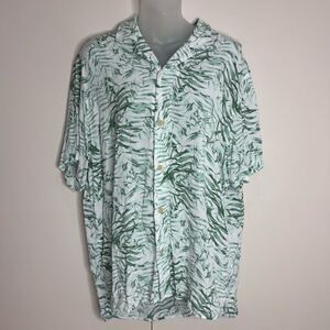 Banana Republic button up tropical Green white Leaf Shirt lightweight large